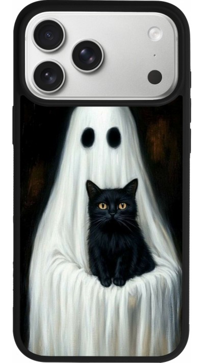 iPhone 17 Pro Max Case Hülle - Silikon schwarz Halloween 2025 Ghost with black cat