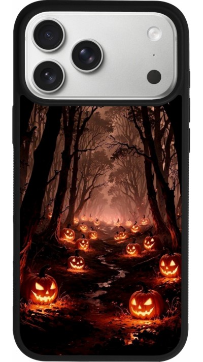 iPhone 17 Pro Max Case Hülle - Silikon schwarz Halloween 2025 Road of Terrifying Pumpkins