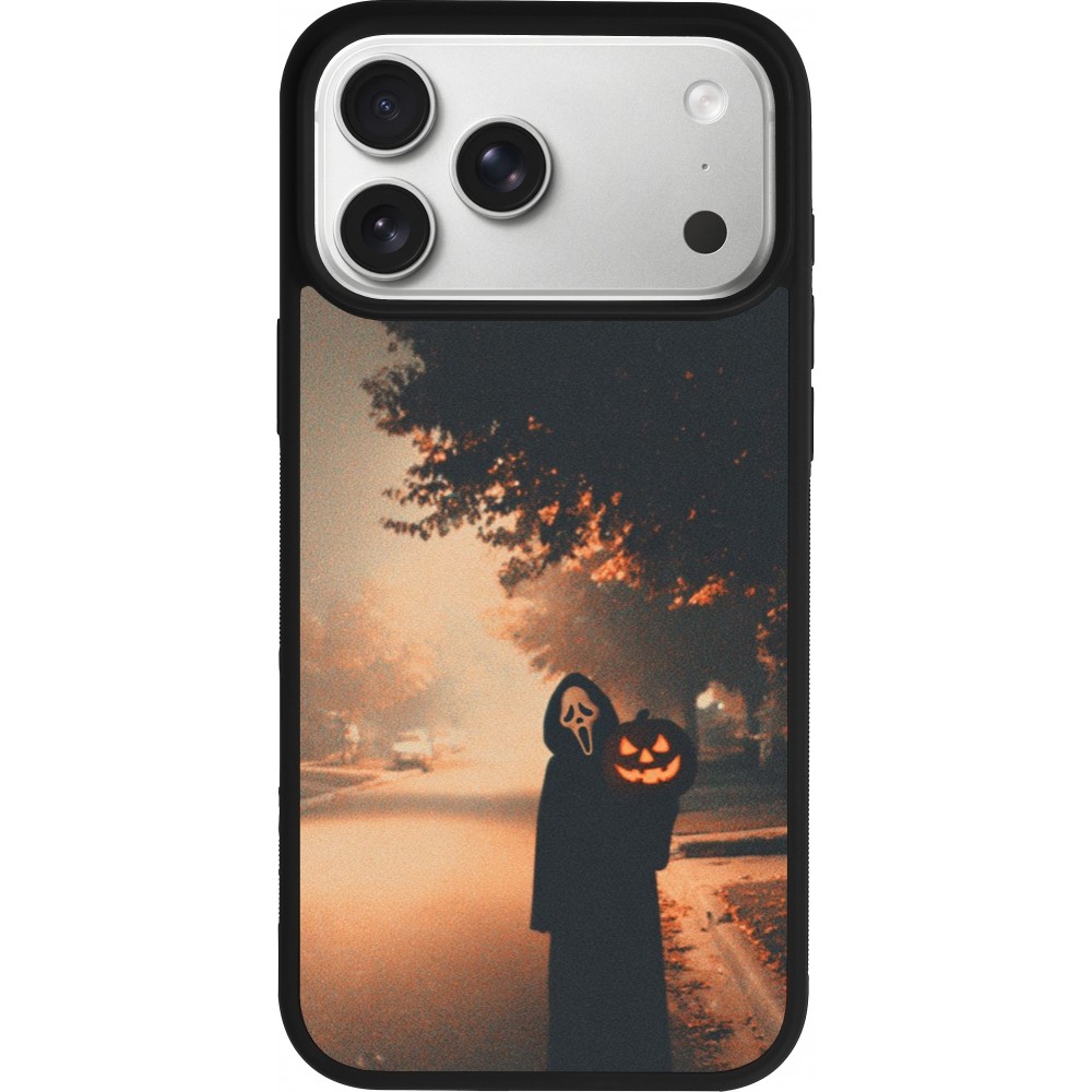 Coque iPhone 17 Pro Max - Silicone rigide noir Halloween 2025 Scream