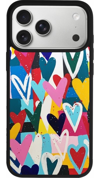 iPhone 17 Pro Max Case Hülle - Silikon schwarz Joyful Hearts