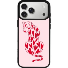 iPhone 17 Pro Max Case Hülle - Silikon schwarz Leopard with hearts 2026