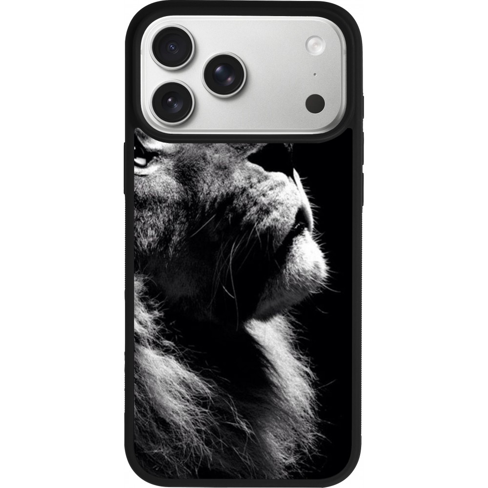iPhone 17 Pro Max Case Hülle - Silikon schwarz Lion looking up