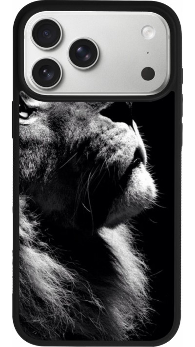 iPhone 17 Pro Max Case Hülle - Silikon schwarz Lion looking up