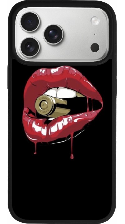 iPhone 17 Pro Max Case Hülle - Silikon schwarz Lips bullet