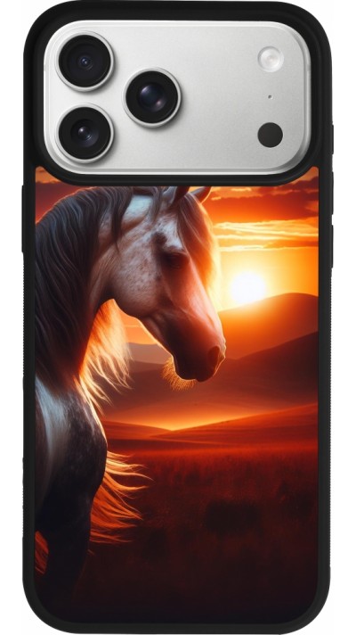 iPhone 17 Pro Max Case Hülle - Silikon schwarz Majestätischer Sonnenuntergang Pferd