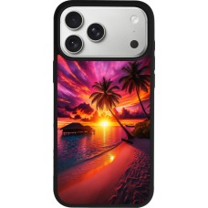 Coque iPhone 17 Pro Max - Silicone rigide noir Maldives Dusk Bliss