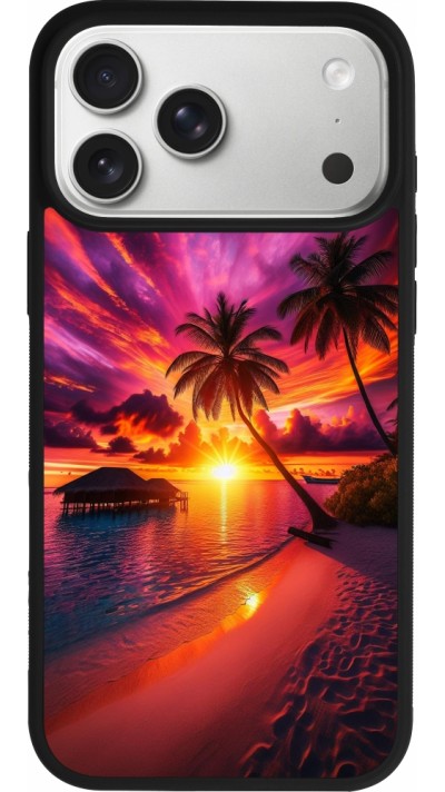 iPhone 17 Pro Max Case Hülle - Silikon schwarz Malediven Abenddämmerung Glückseligkeit