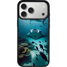 Coque iPhone 17 Pro Max - Silicone rigide noir Manta Lagon Nettoyage