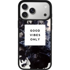 Coque iPhone 17 Pro Max - Silicone rigide noir Marble Good Vibes Only
