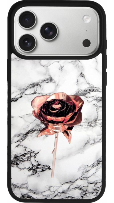 iPhone 17 Pro Max Case Hülle - Silikon schwarz Marble Rose Gold