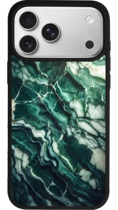iPhone 17 Pro Max Case Hülle - Silikon schwarz Majestätischer grüner Marmor