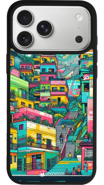 iPhone 17 Pro Max Case Hülle - Silikon schwarz Medellin Comuna 13 Kunst