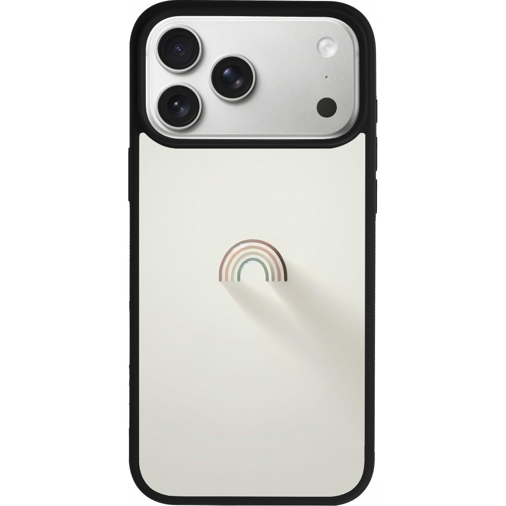 Coque iPhone 17 Pro Max - Silicone rigide noir Mini Rainbow Minimal