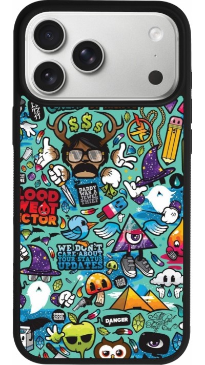 iPhone 17 Pro Max Case Hülle - Silikon schwarz Mixed Cartoons Turquoise
