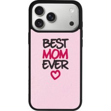 Coque iPhone 17 Pro Max - Silicone rigide noir Mom 2023 best Mom ever pink