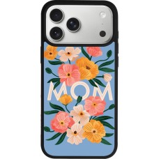 Coque iPhone 17 Pro Max - Silicone rigide noir Mom 2026 Flowers