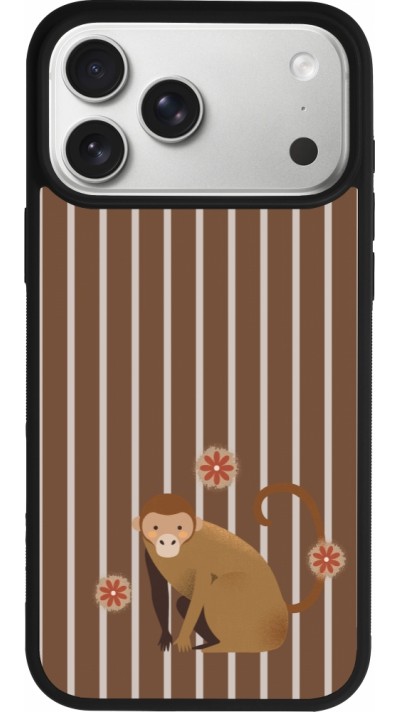 iPhone 17 Pro Max Case Hülle - Silikon schwarz Monkey with stripes