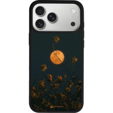 iPhone 17 Pro Max Case Hülle - Silikon schwarz Moon Flowers