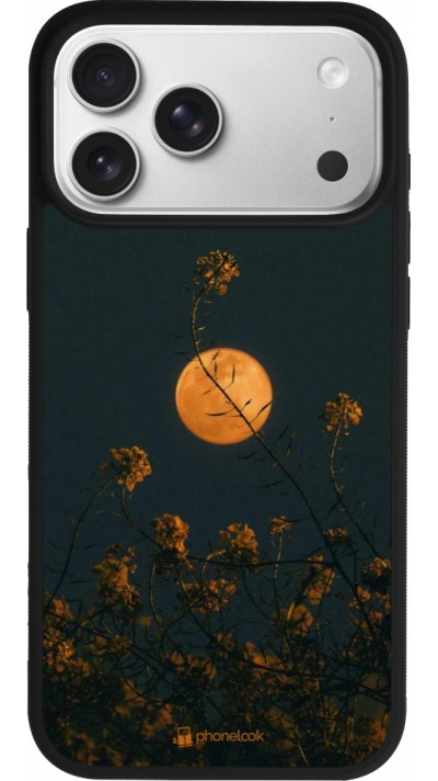 iPhone 17 Pro Max Case Hülle - Silikon schwarz Moon Flowers