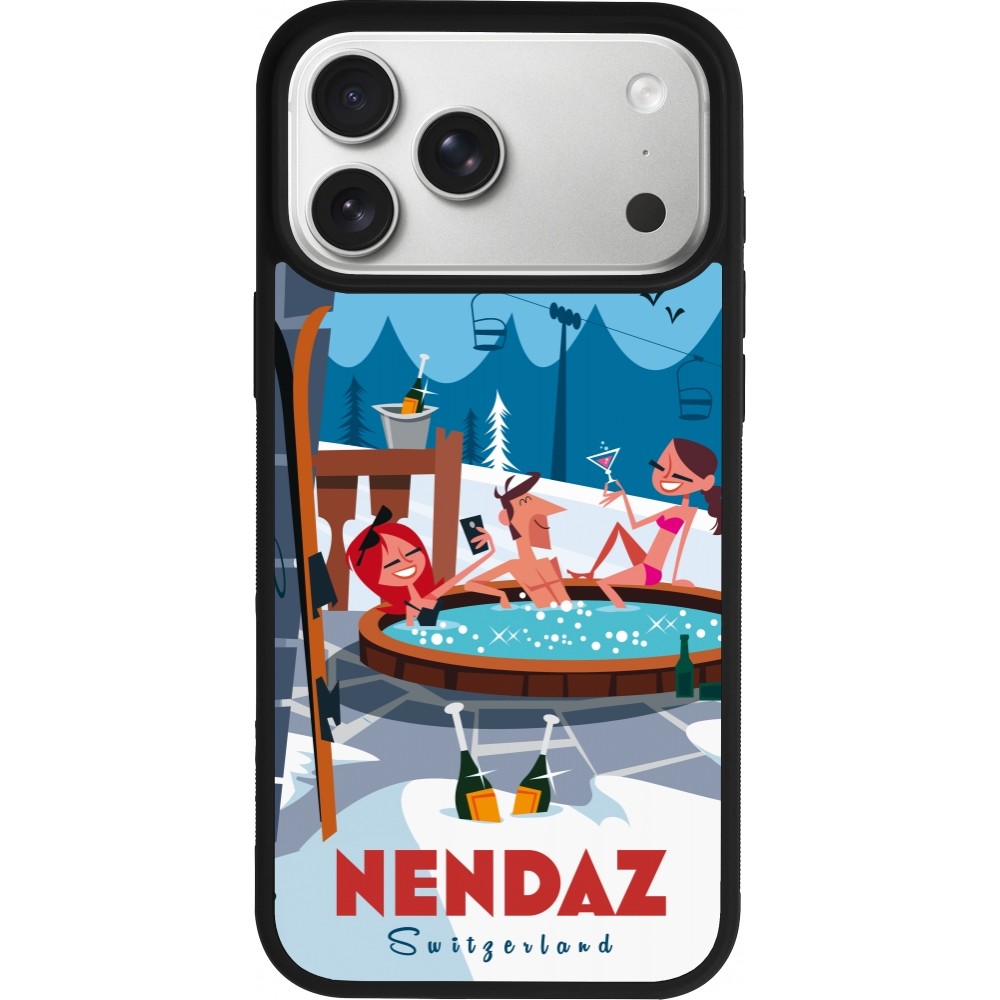 iPhone 17 Pro Max Case Hülle - Silikon schwarz Nendaz Mountain Jacuzzi