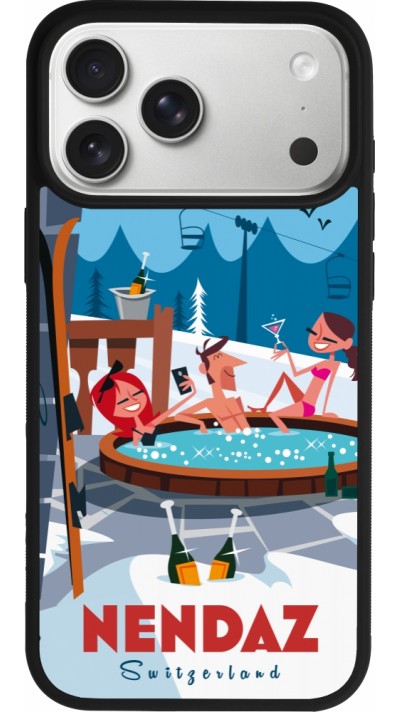 iPhone 17 Pro Max Case Hülle - Silikon schwarz Nendaz Mountain Jacuzzi