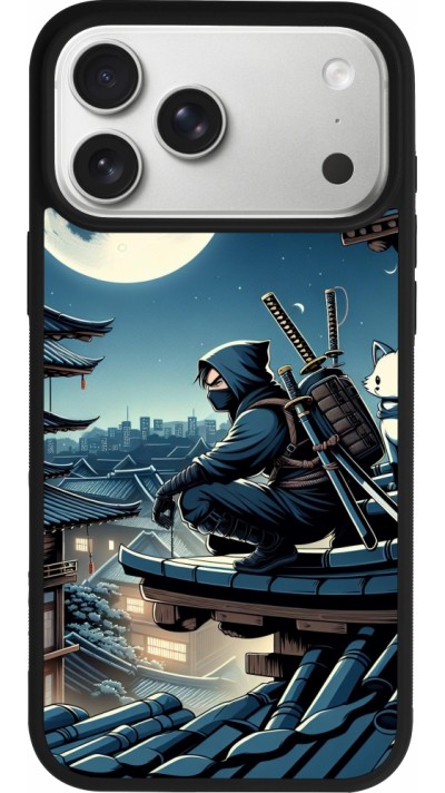 iPhone 17 Pro Max Case Hülle - Silikon schwarz Ninja unter dem Mond