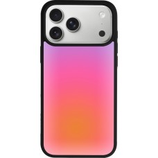 Coque iPhone 17 Pro Max - Silicone rigide noir Orange Pink Blue Gradient
