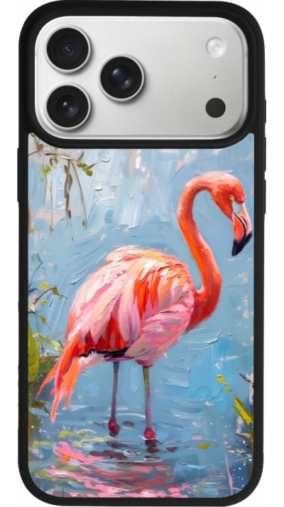 iPhone 17 Pro Max Case Hülle - Silikon schwarz Paint Flamingo