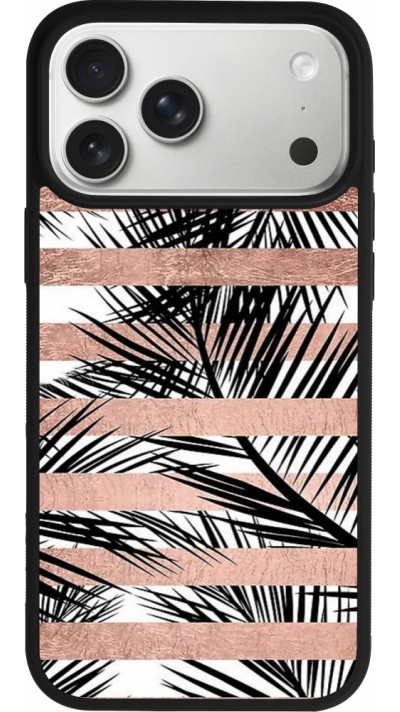 iPhone 17 Pro Max Case Hülle - Silikon schwarz Palm trees gold stripes