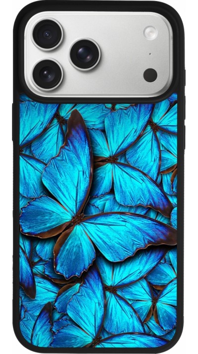 iPhone 17 Pro Max Case Hülle - Silikon schwarz Papillon bleu