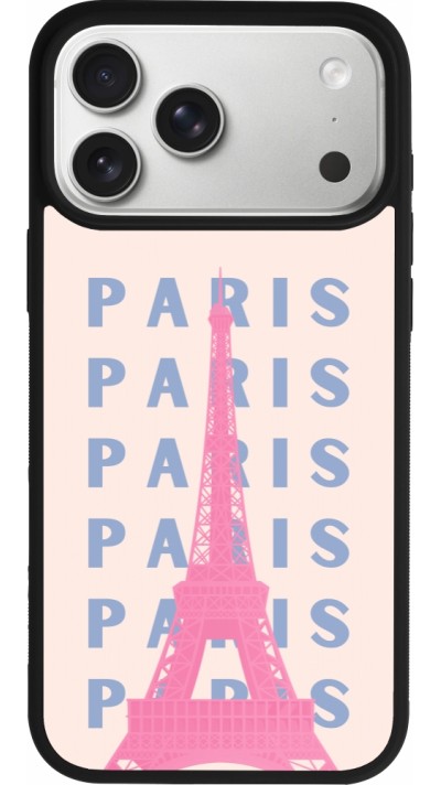 iPhone 17 Pro Max Case Hülle - Silikon schwarz Paris Pink Print