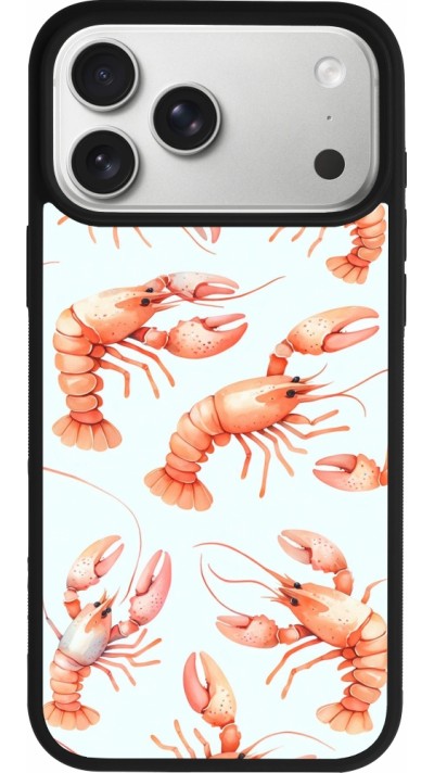 iPhone 17 Pro Max Case Hülle - Silikon schwarz Muster von pastellfarbenen Hummern