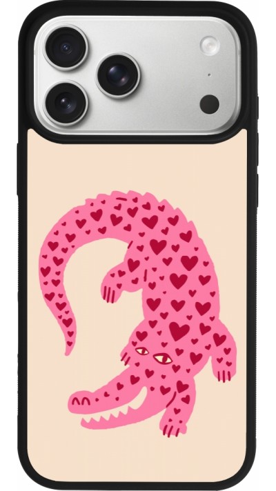 iPhone 17 Pro Max Case Hülle - Silikon schwarz Pink crocodile 2026
