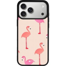 iPhone 17 Pro Max Case Hülle - Silikon schwarz Pink Flamingos Pattern