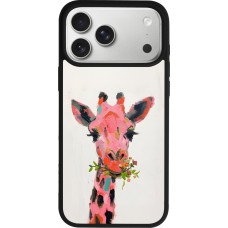 Coque iPhone 17 Pro Max - Silicone rigide noir Pink Girafe Paint