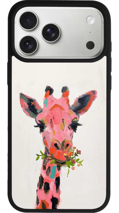 iPhone 17 Pro Max Case Hülle - Silikon schwarz Pink Girafe Paint