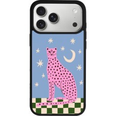 iPhone 17 Pro Max Case Hülle - Silikon schwarz Pink leopard with stars 2026
