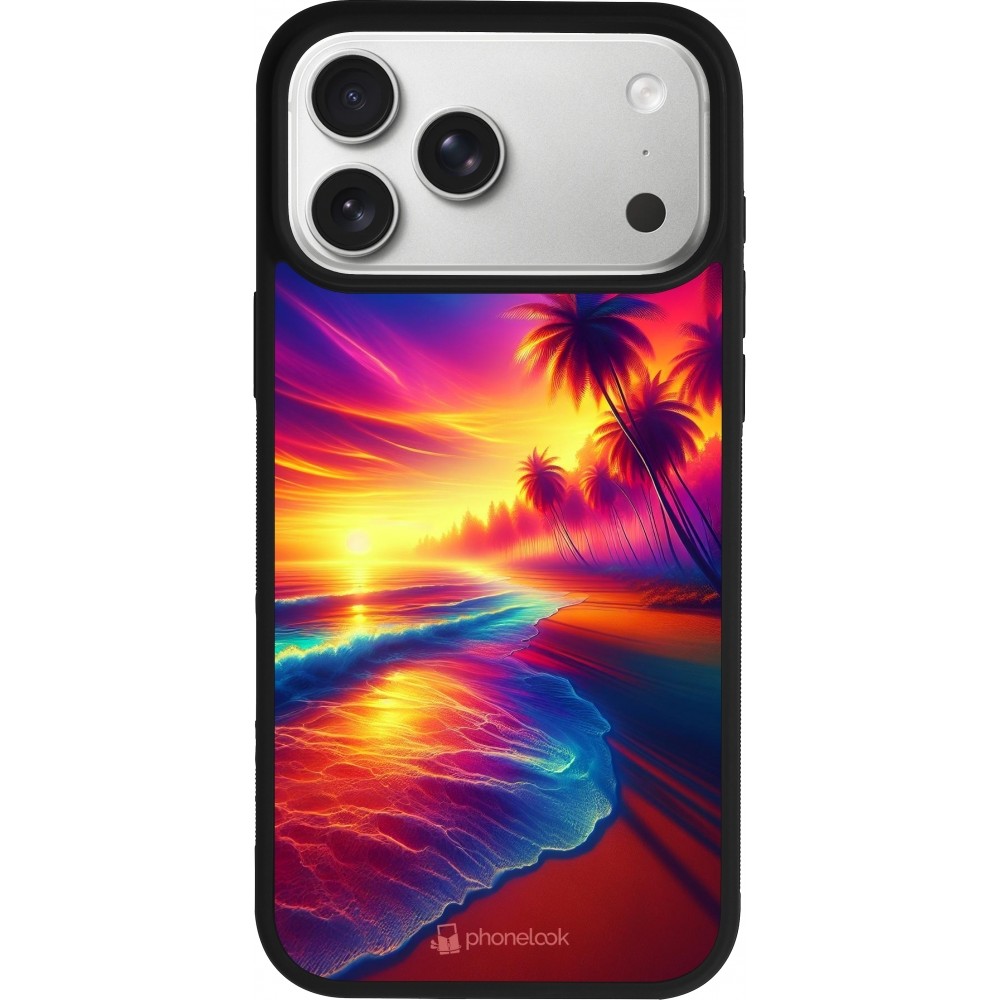 iPhone 17 Pro Max Case Hülle - Silikon schwarz Strand Sonnenuntergang auffällig