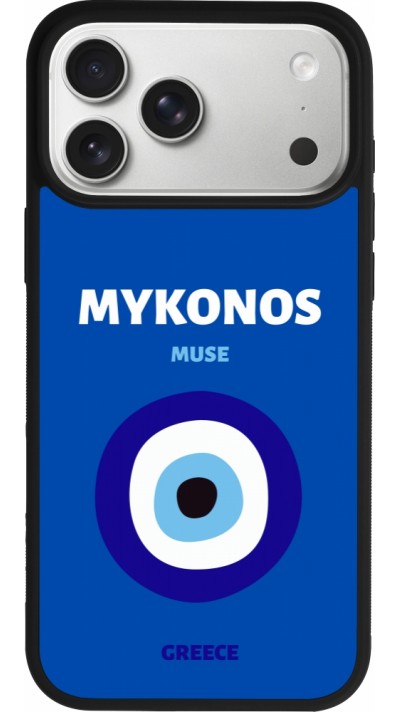 iPhone 17 Pro Max Case Hülle - Silikon schwarz Pop Summer Destination Mykonos