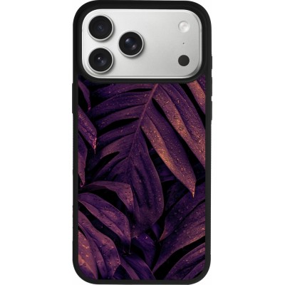 iPhone 17 Pro Max Case Hülle - Silikon schwarz Purple Light Leaves