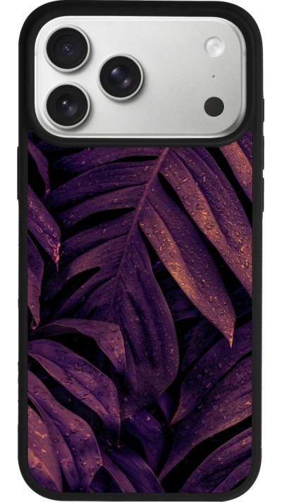 iPhone 17 Pro Max Case Hülle - Silikon schwarz Purple Light Leaves
