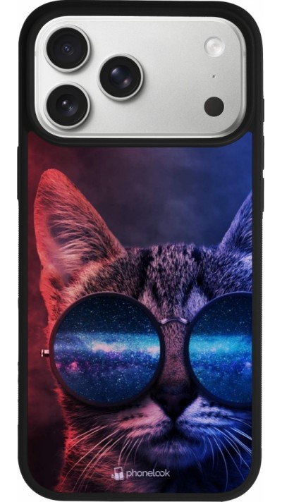 iPhone 17 Pro Max Case Hülle - Silikon schwarz Red Blue Cat Glasses