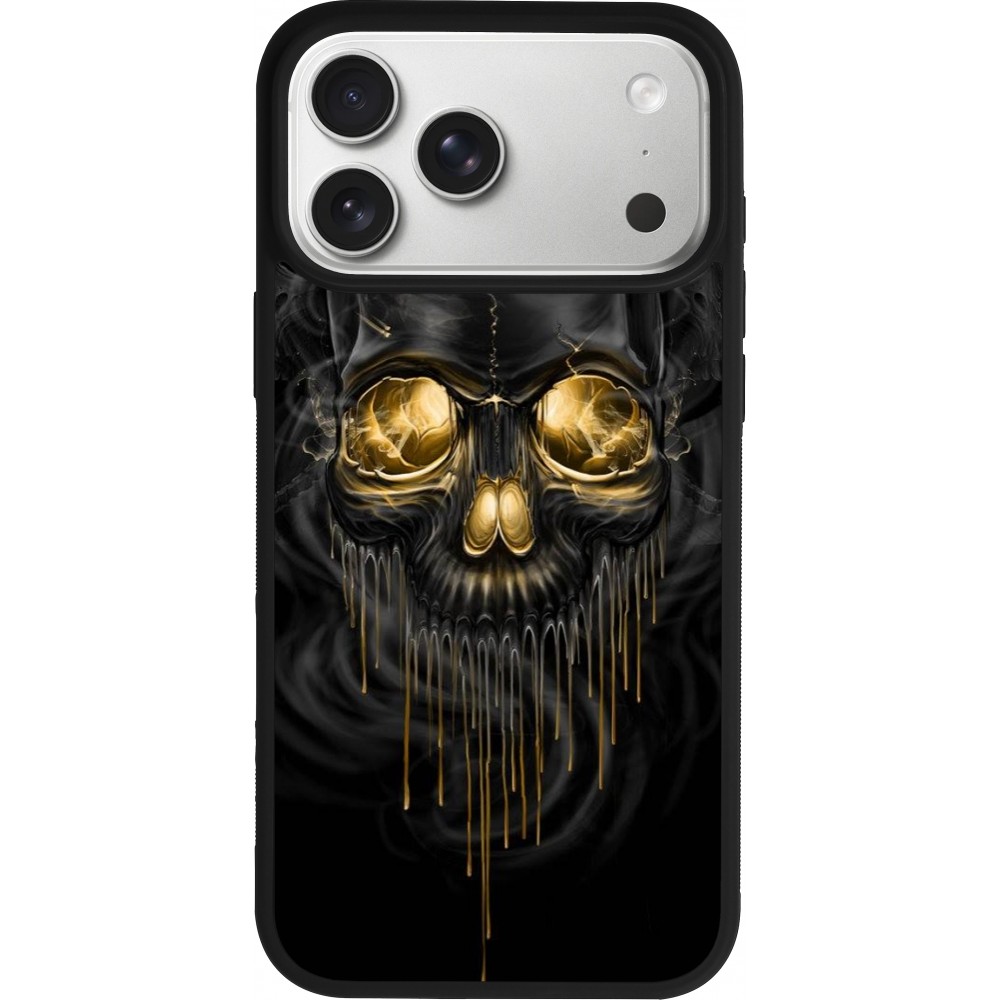iPhone 17 Pro Max Case Hülle - Silikon schwarz Skull 02