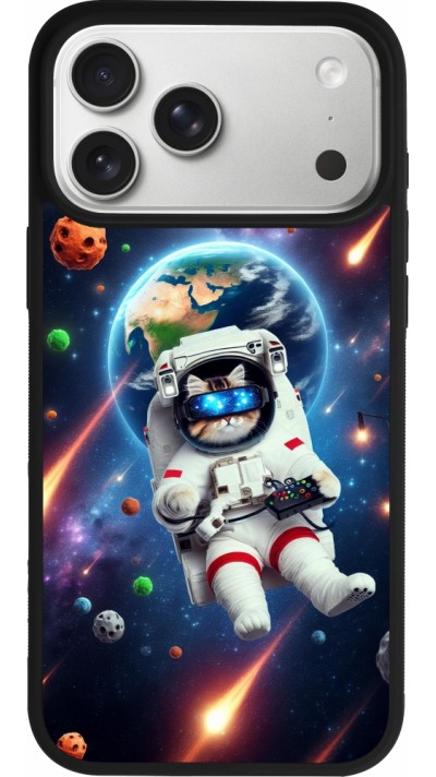 iPhone 17 Pro Max Case Hülle - Silikon schwarz VR SpaceCat Odyssee