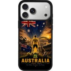 Coque iPhone 17 Pro Max - Silicone rigide noir Football Australie splash 2026