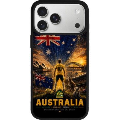 Coque iPhone 17 Pro Max - Silicone rigide noir Football Australie splash 2026