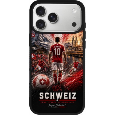 iPhone 17 Pro Max Case Hülle - Silikon schwarz Fussball Schweiz splash 2026