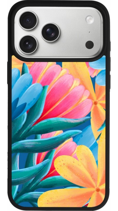iPhone 17 Pro Max Case Hülle - Silikon schwarz Spring 23 colorful flowers