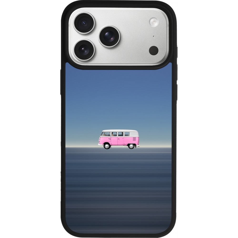 Coque iPhone 17 Pro Max - Silicone rigide noir Spring 23 pink bus