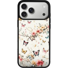 Coque iPhone 17 Pro Max - Silicone rigide noir Spring 25 Papillons Légers